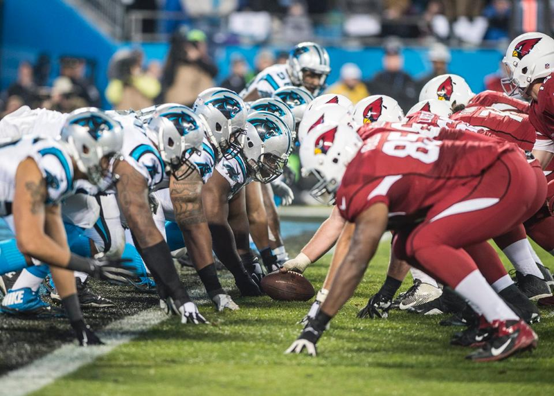 The Panthers and Cardinals line up during last season’s wild-card matchup, which the Panthers won 27-16. (Photo: Melissa Melvin-Rodriguez/Carolina Panthers)